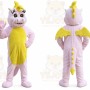 Pink Dragon Mascot Costume with Custom Logo