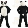 Black Panda Mascot Costume with Custom Logo