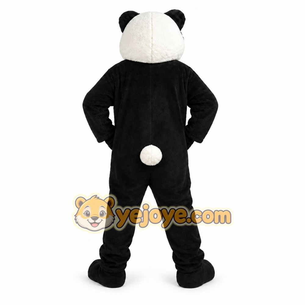 Black Panda Mascot Costume with Custom Logo Black Panda Mascot Costume with Custom Logo