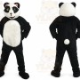 Black Panda Mascot Costume with Custom Logo