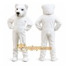 White Bear Mascot Costume with Custom Logo