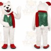 White Bear Mascot Costume with Custom Logo