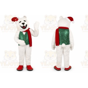 White Bear Mascot Costume with Custom Logo