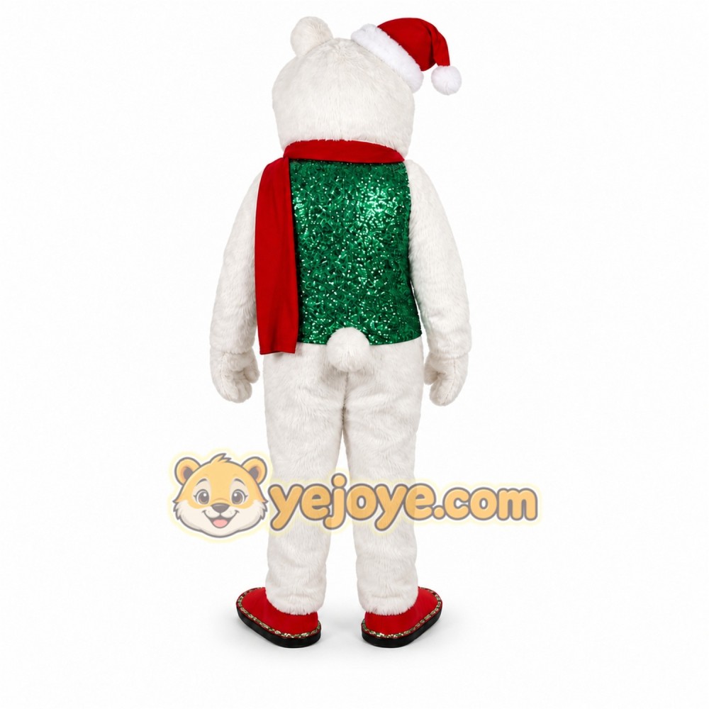 White Bear Mascot Costume with Custom Logo White Bear Mascot Costume with Custom Logo