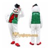White Snowman Mascot Costume with Custom Logo