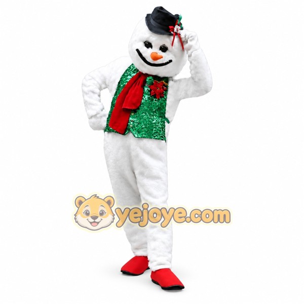 White Snowman Mascot Costume with Custom Logo White Snowman Mascot Costume with Custom Logo