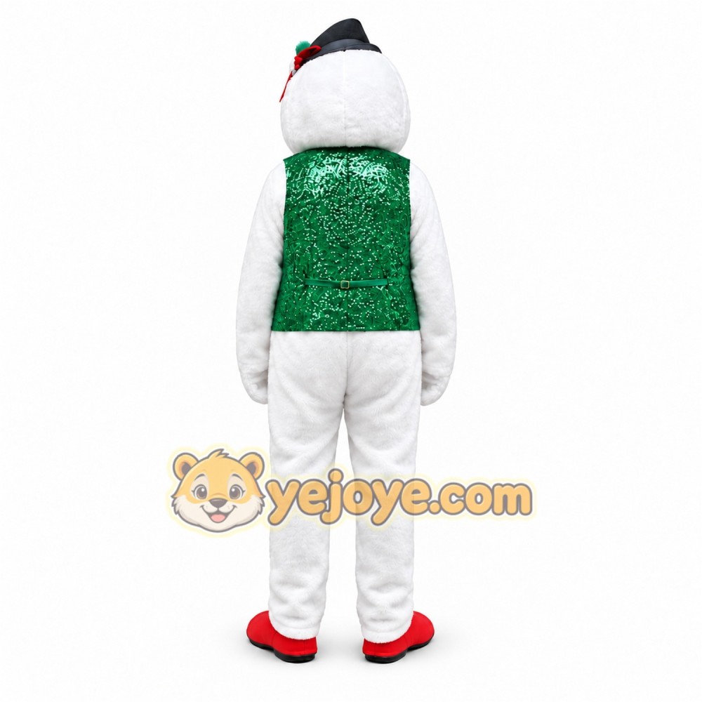 White Snowman Mascot Costume with Custom Logo