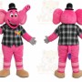 Pink Elephant Mascot Costume with Custom Logo