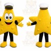 Yellow Star Mascot Costume with Custom Logo