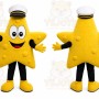 Yellow Star Mascot Costume with Custom Logo