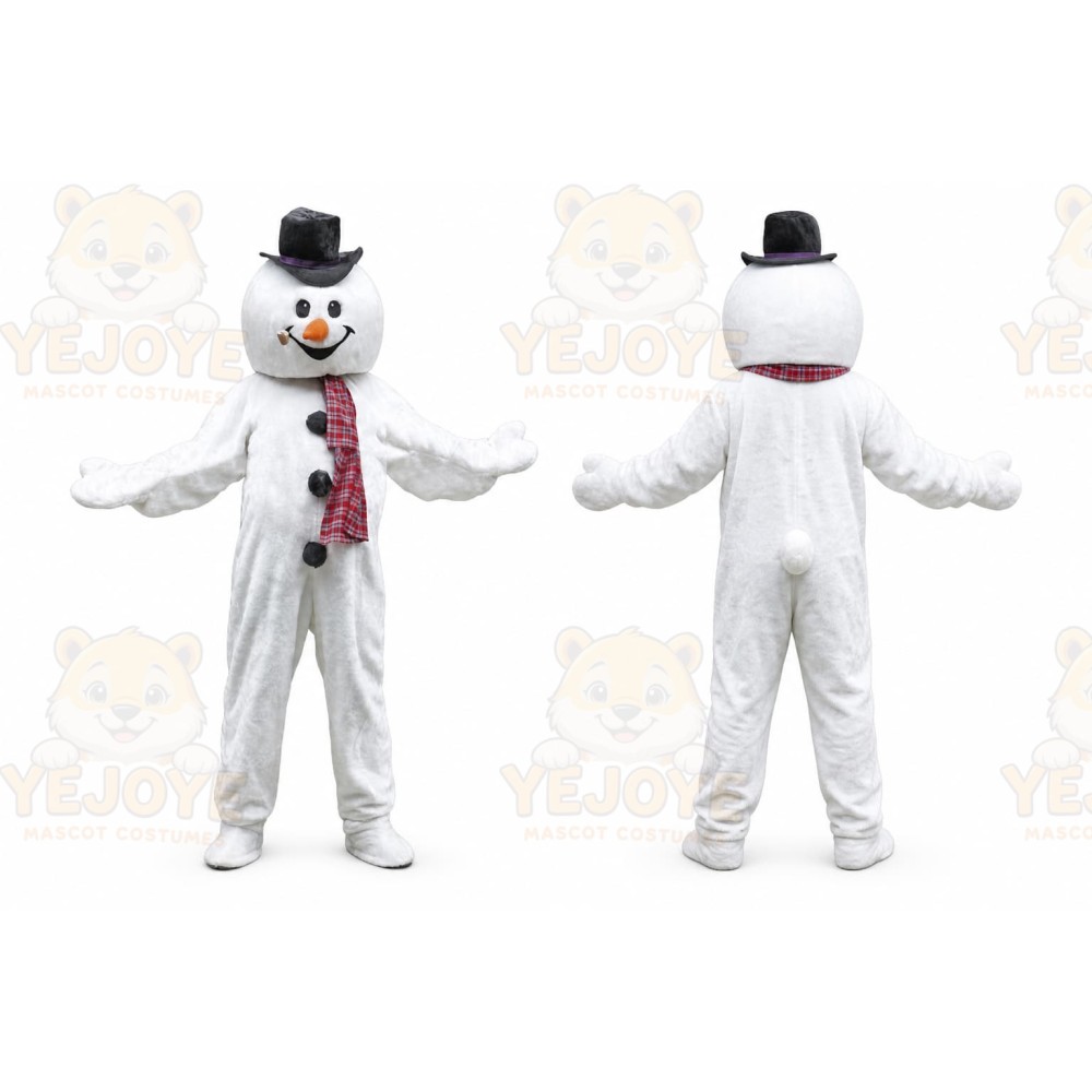 White Snowman Mascot Costume with Custom Logo