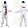 White Snowman Mascot Costume with Custom Logo