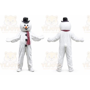 White Snowman Mascot Costume with Custom Logo