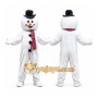 White Snowman Mascot Costume with Custom Logo