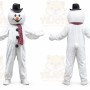 White Snowman Mascot Costume with Custom Logo