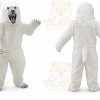 White Bear Mascot Costume with Custom Logo