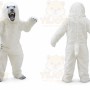 White Bear Mascot Costume with Custom Logo