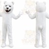 White Bear Mascot Costume with Custom Logo
