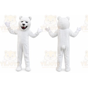 White Bear Mascot Costume with Custom Logo