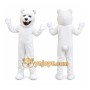 White Bear Mascot Costume with Custom Logo