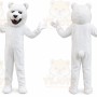 White Bear Mascot Costume with Custom Logo
