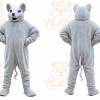 Gray Mouse Mascot Costume with Custom Logo