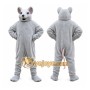 Gray Mouse Mascot Costume with Custom Logo