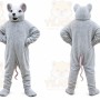 Gray Mouse Mascot Costume with Custom Logo