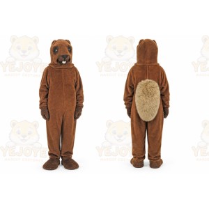 Brown Beaver Mascot Costume with Custom Logo