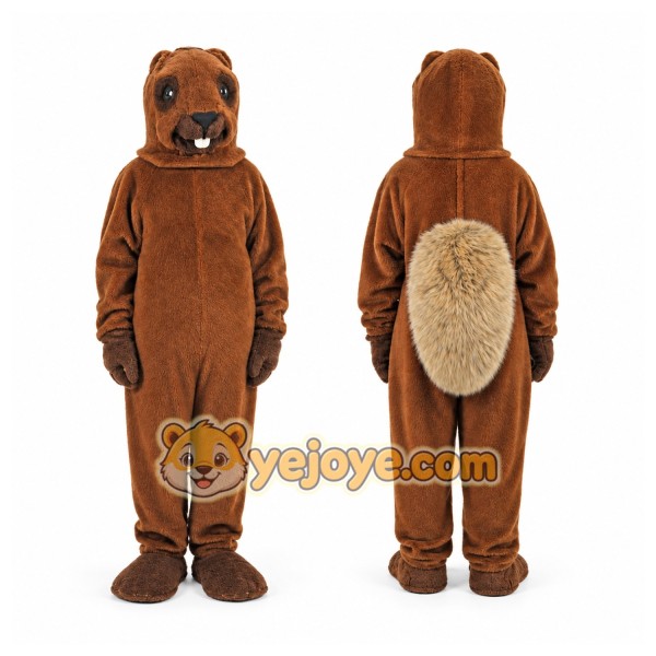 Brown Beaver Mascot Costume with Custom Logo