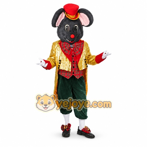 Black Mouse Mascot Costume with Custom Logo Black Mouse Mascot Costume with Custom Logo