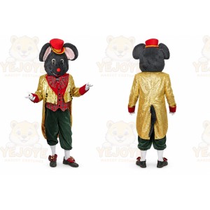 Black Mouse Mascot Costume with Custom Logo
