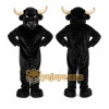 Black Bull Mascot Costume with Custom Logo