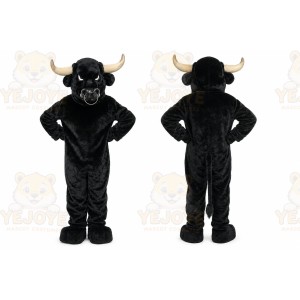 Black Bull Mascot Costume with Custom Logo