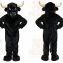Black Bull Mascot Costume with Custom Logo