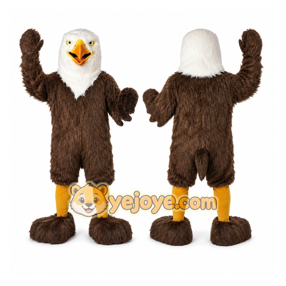 Brown Eagle Mascot Costume with Custom Logo