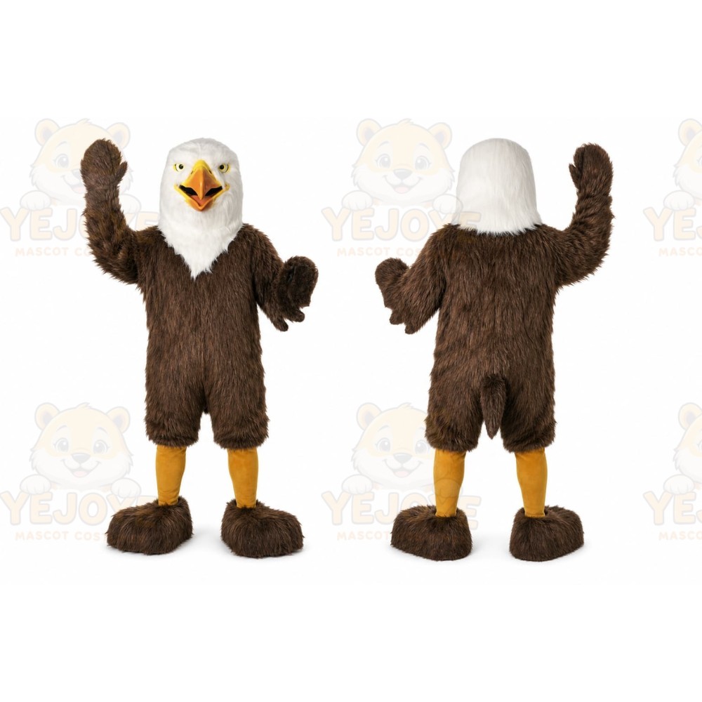 Brown Eagle Mascot Costume with Custom Logo