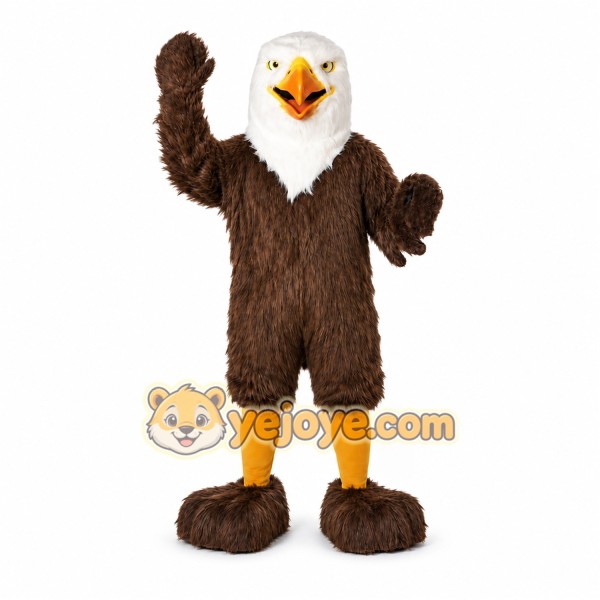Brown Eagle Mascot Costume with Custom Logo