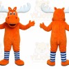 Orange Moose Mascot Costume with Custom Logo