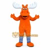 Orange Moose Mascot Costume with Custom Logo