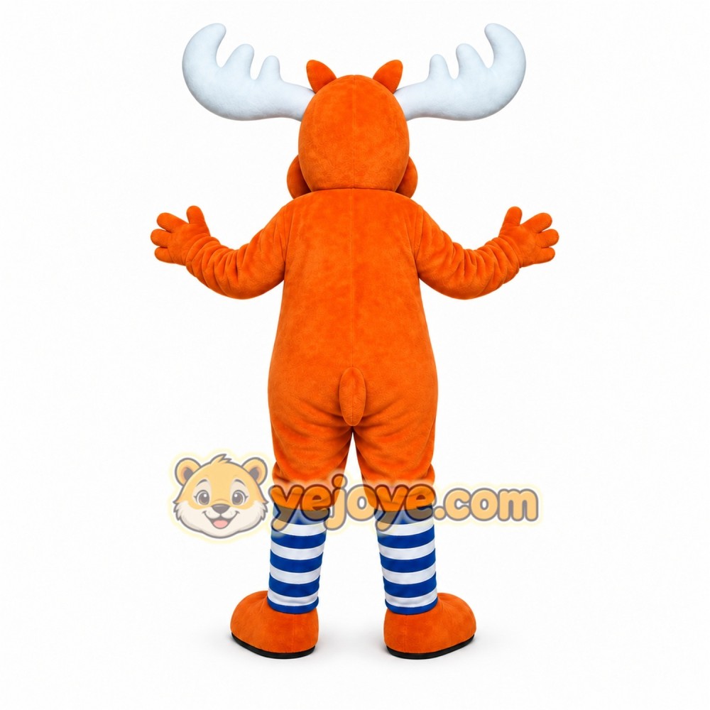 Orange Moose Mascot Costume with Custom Logo