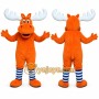 Orange Moose Mascot Costume with Custom Logo