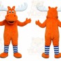 Orange Moose Mascot Costume with Custom Logo