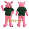 Pink Pig Mascot Costume with Custom Logo Pink Pig Mascot Costume with Custom Logo