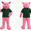 Pink Pig Mascot Costume with Custom Logo