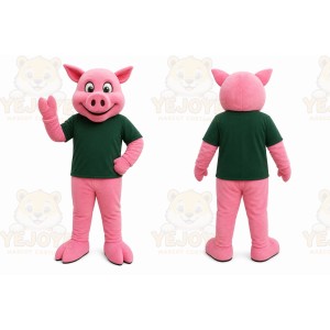 Pink Pig Mascot Costume with Custom Logo
