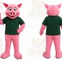 Pink Pig Mascot Costume with Custom Logo
