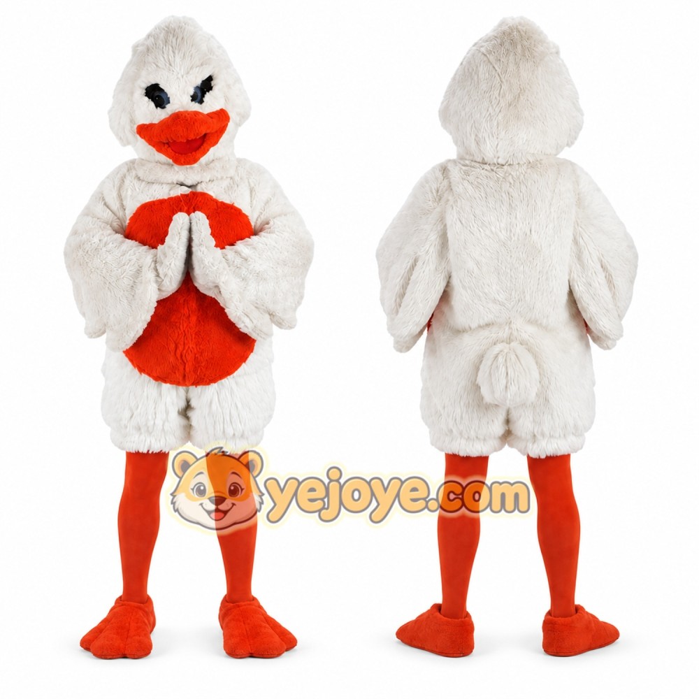 White Duck Mascot Costume with Custom Logo White Duck Mascot Costume with Custom Logo