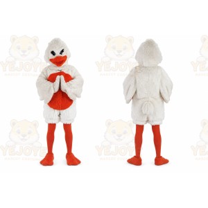 White Duck Mascot Costume with Custom Logo