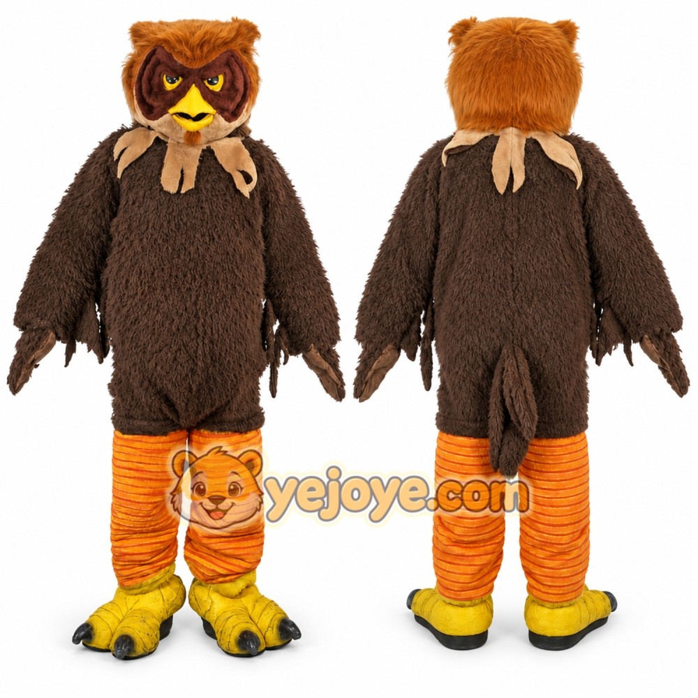 Brown Owl Mascot Costume with Custom Logo Brown Owl Mascot Costume with Custom Logo